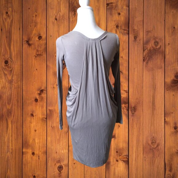 Wilfred Aritzia Women's Small Long Sleeve Tan Dress Slouchy Pockets Scoop Neck - Picture 8 of 10